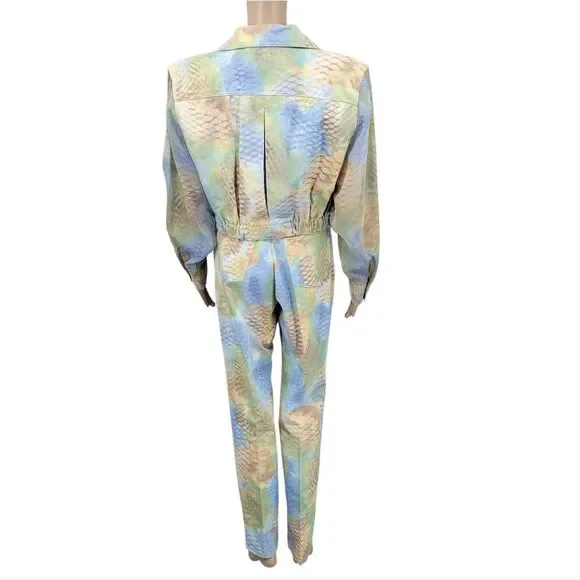 Opal Vintage Denim Abstract Snakeskin Colorful Denim Jacket & Jeans Matching Set - Picture 3 of 16